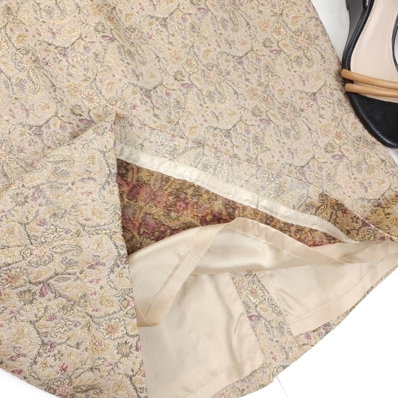 New Loft Gold Silk Blend Pencil Skirt Sz 6 - Picture 8 of 10